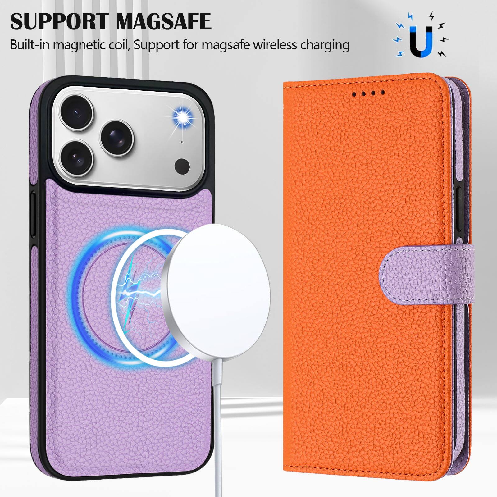 SUPPORT MAGSAFE  
Built-in magnetic coil, Support for magsafe wireless charging