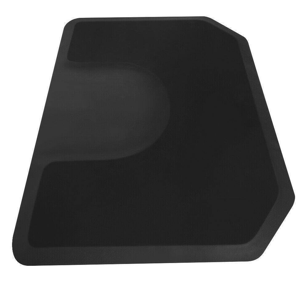 Back. Winado - 4' x 5' x 1/2" Salon Anti-Fatigue Chair Mat Hexagon Floor Mat with Circle Cut Out for Styling Chair, Beauty, Barber Shop - Black.
