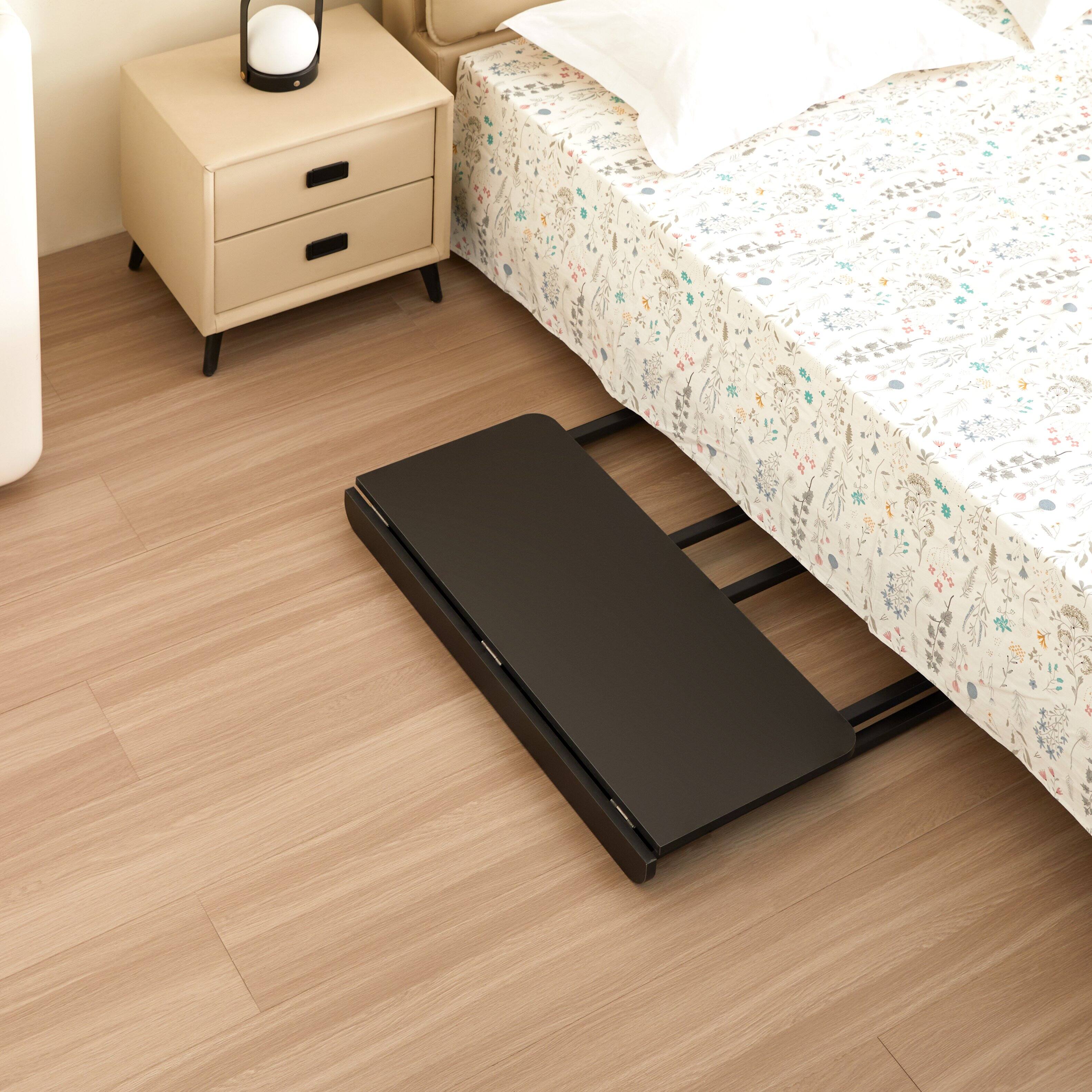 Alt View 6. PexFix - 31.5" Small Folding Desk, Space-Saving Computer Table with Wheels for Home Office & Bedroom - Black.