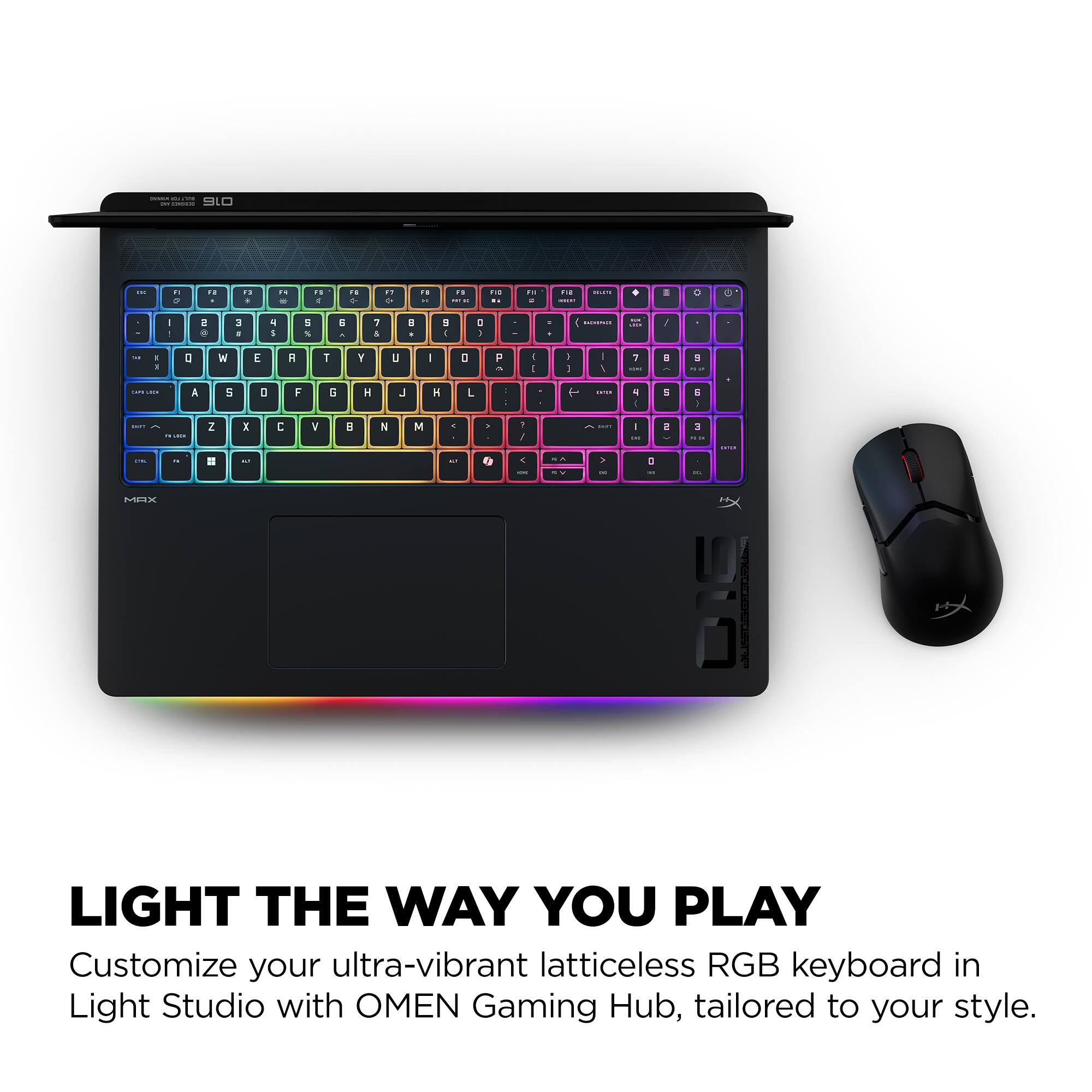 Light the Way You Play. Customize your ultra-vibrant latticeless RGB keyboard in Light Studio with OMEN Gaming Hub, tailored to your style.