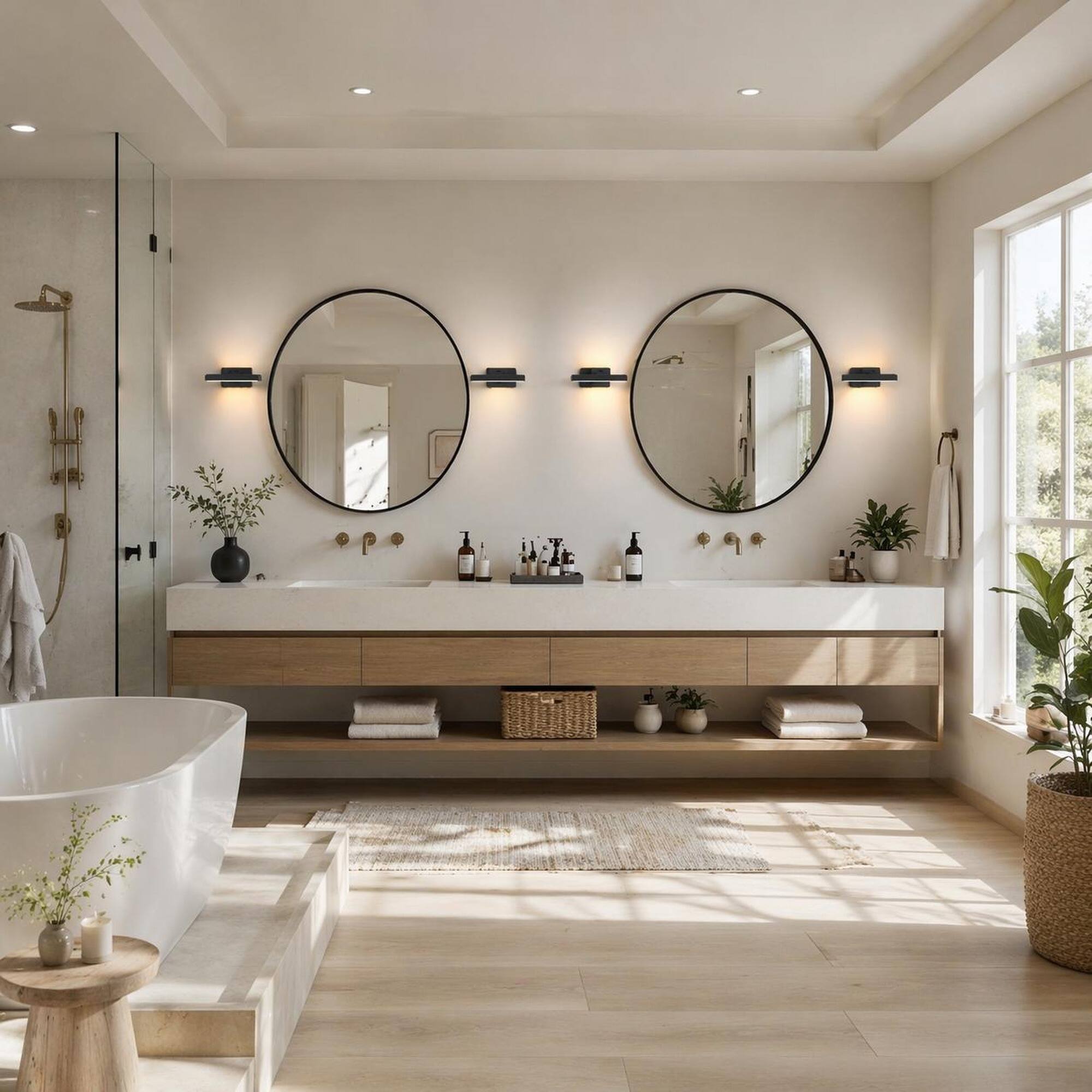 Alt View 2. RYHNUYNE - 16-Inch Black LED Vanity Light for Bathroom Mirror with Remote Dimmable 3-Color Settings.