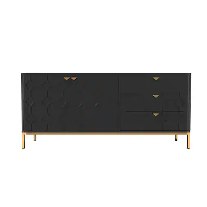 Front. Boyel Living - Stylish 2-Door and 3-Drawer TV Cabinet - Black.