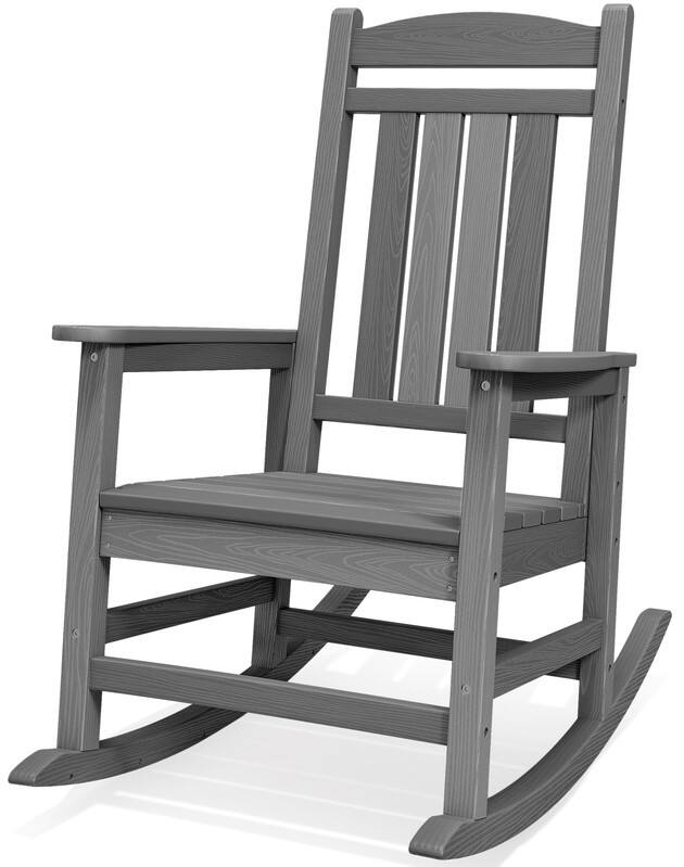 Front. SERWALL - SERWALL Rocking Chair Outdoor, Oversized HDPE Patio Rocking Chairs, All-Weather Rocking Chair for Adults, Multi Gray - Unique Gray.