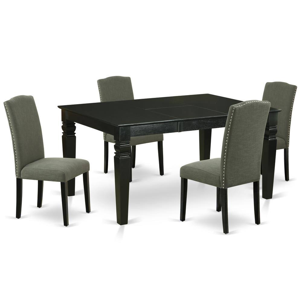 Back. East West Furniture - Dining Room Set Black - Brown.