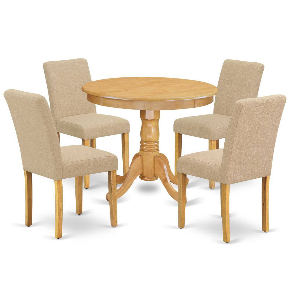 Back. East West Furniture - Dining Room Set Oak - Brown.