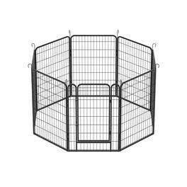 Boyel Living - 8 Panels Heavy Duty Metal Pet Playpen with Door 39.37H Dog Fence Indoor Outdoor - Black