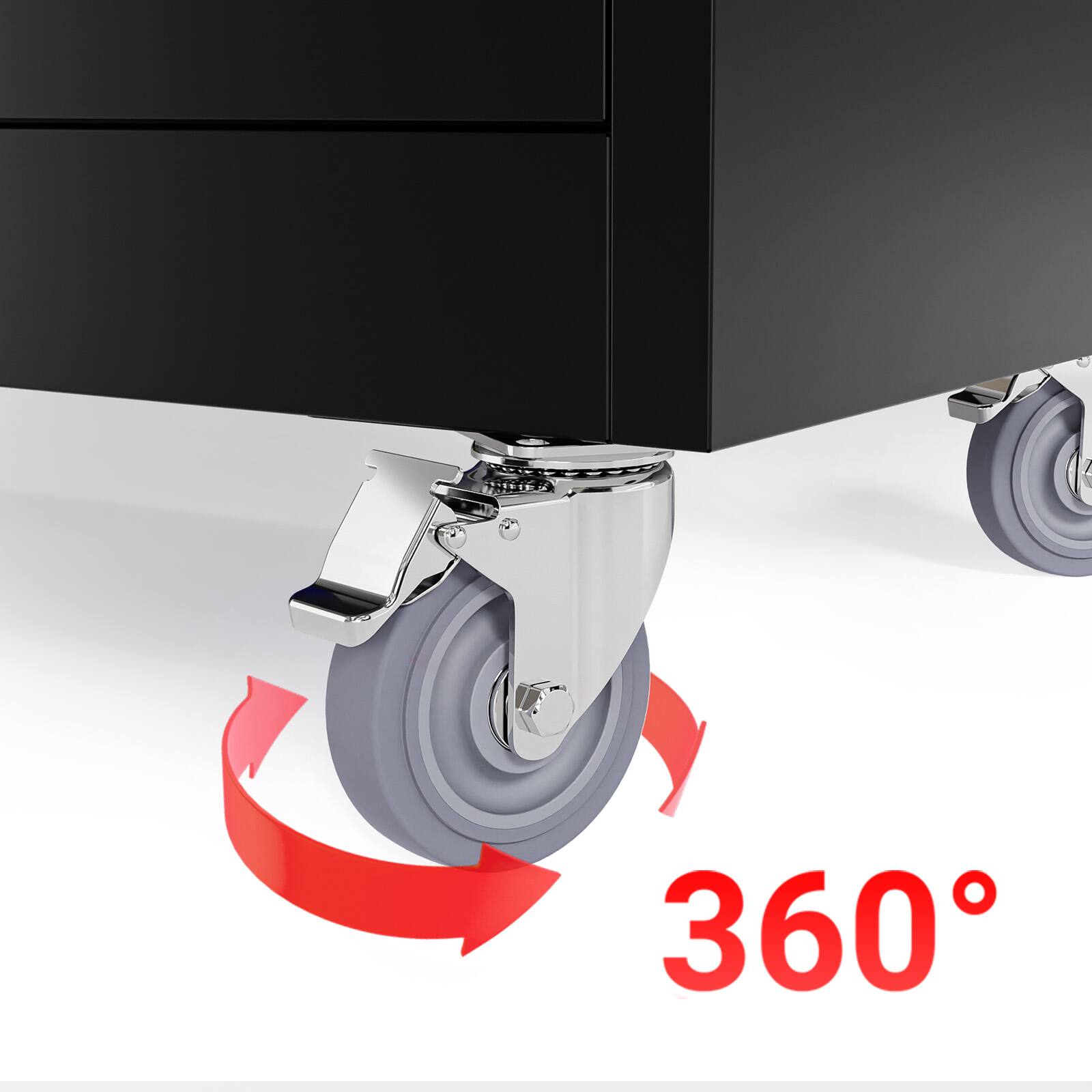 Alt View 2. Winado - Large Metal Storage Cabinet with 2 Doors, 5 Adjustable Shelves, 900 lbs Capacity, 360° Swivel Wheels for Garage, Office - Black.