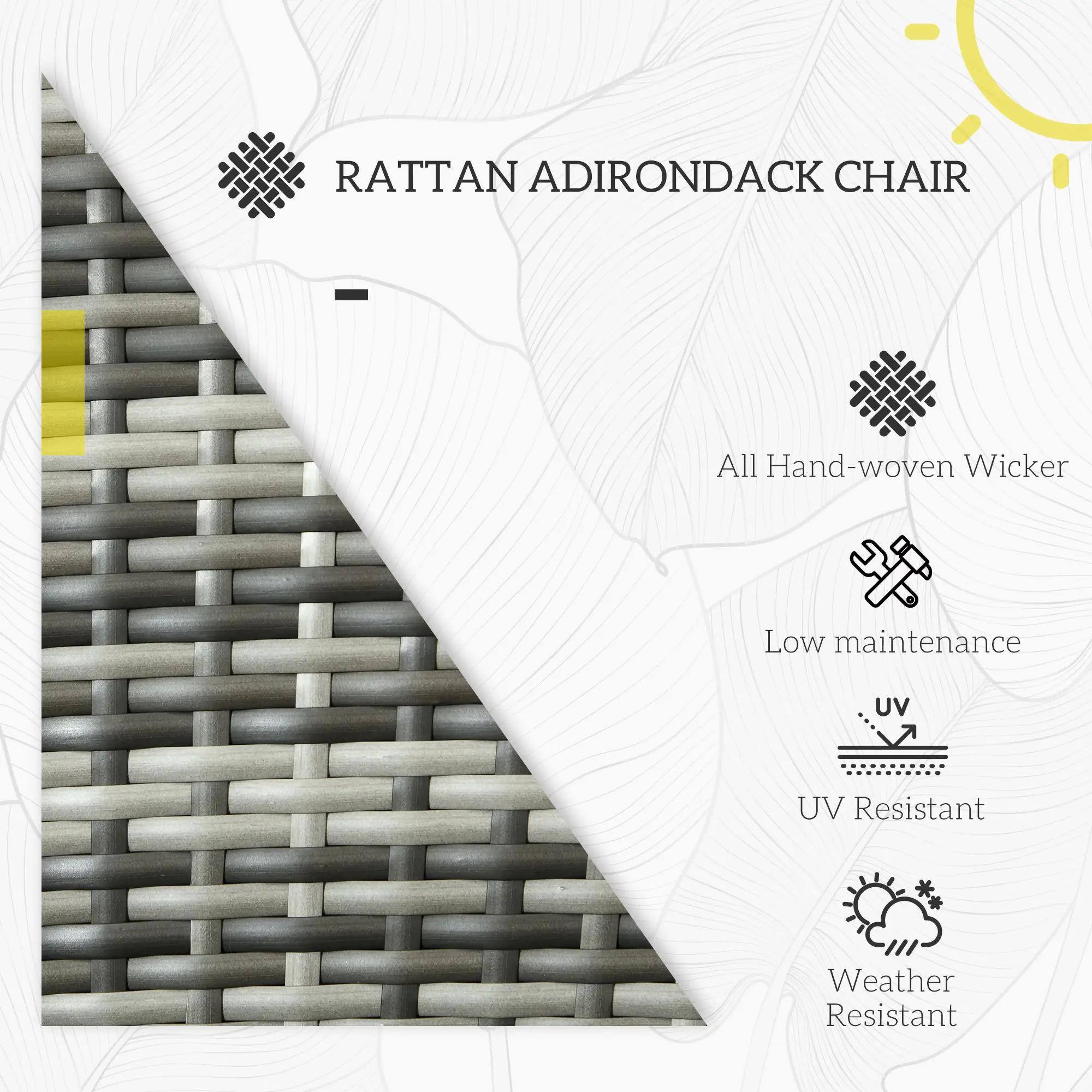 RATTAN ADIRONDACK CHAIR

- All Hand-woven Wicker
- Low maintenance
- UV Resistant
- Weather Resistant