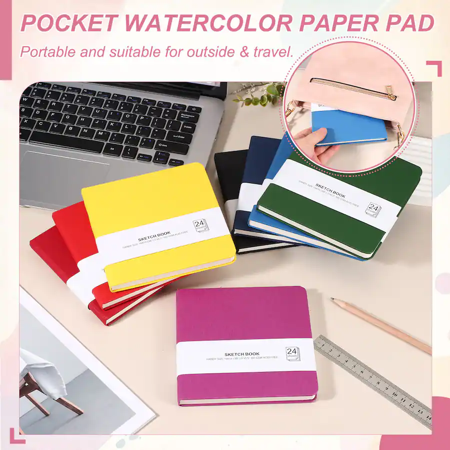 Draw Notepad Unique Bargains 3pcs 5.5x5.5 Inch Small Sketchbook, 24/48pg 300GSM ...
