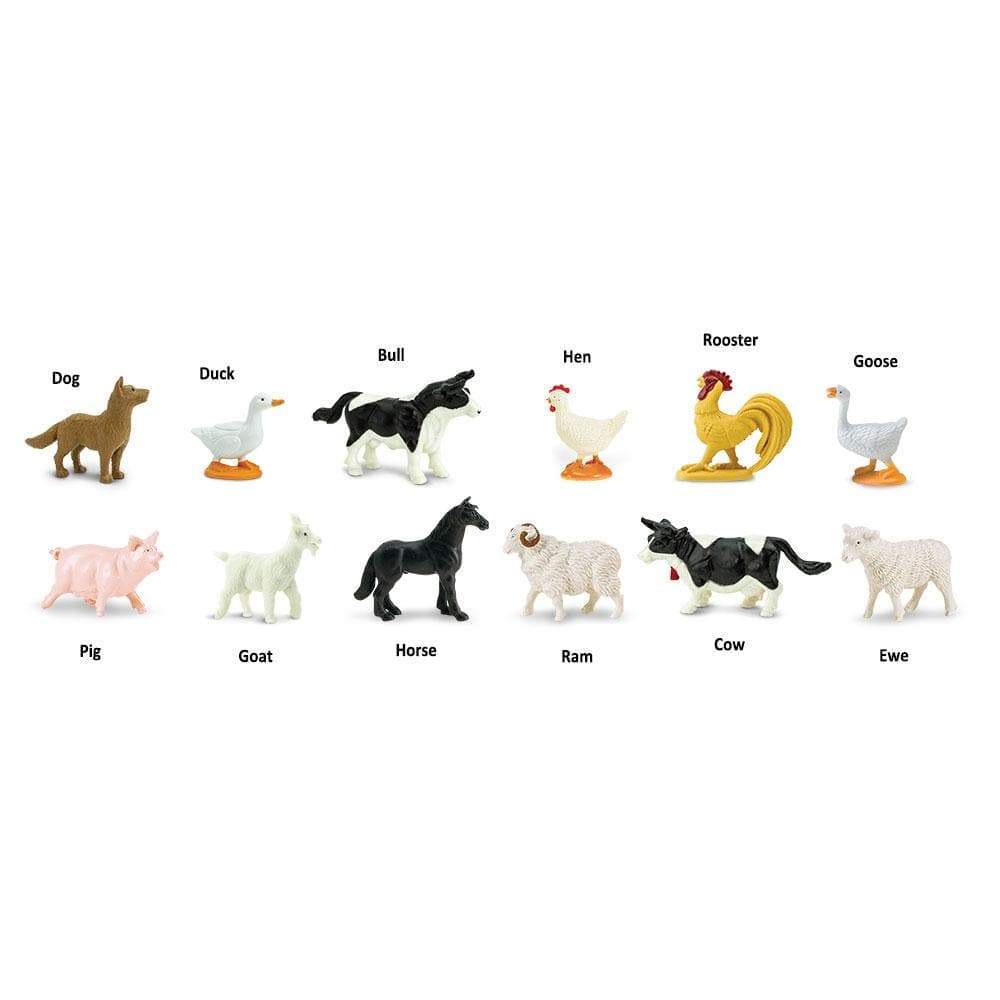 Dog, Duck, Bull, Hen, Rooster, Goose, Pig, Goat, Horse, Ram, Cow, Ewe