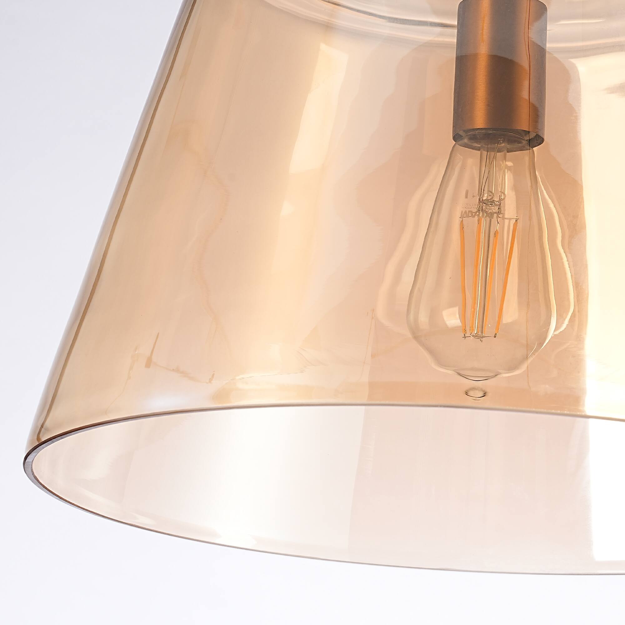 Alt View 3. Parrot Uncle - 15" Modern Cone Amber Glass 1- Light Adjustable Pendant Light for Kitchen Island and Dining Room - Amber.