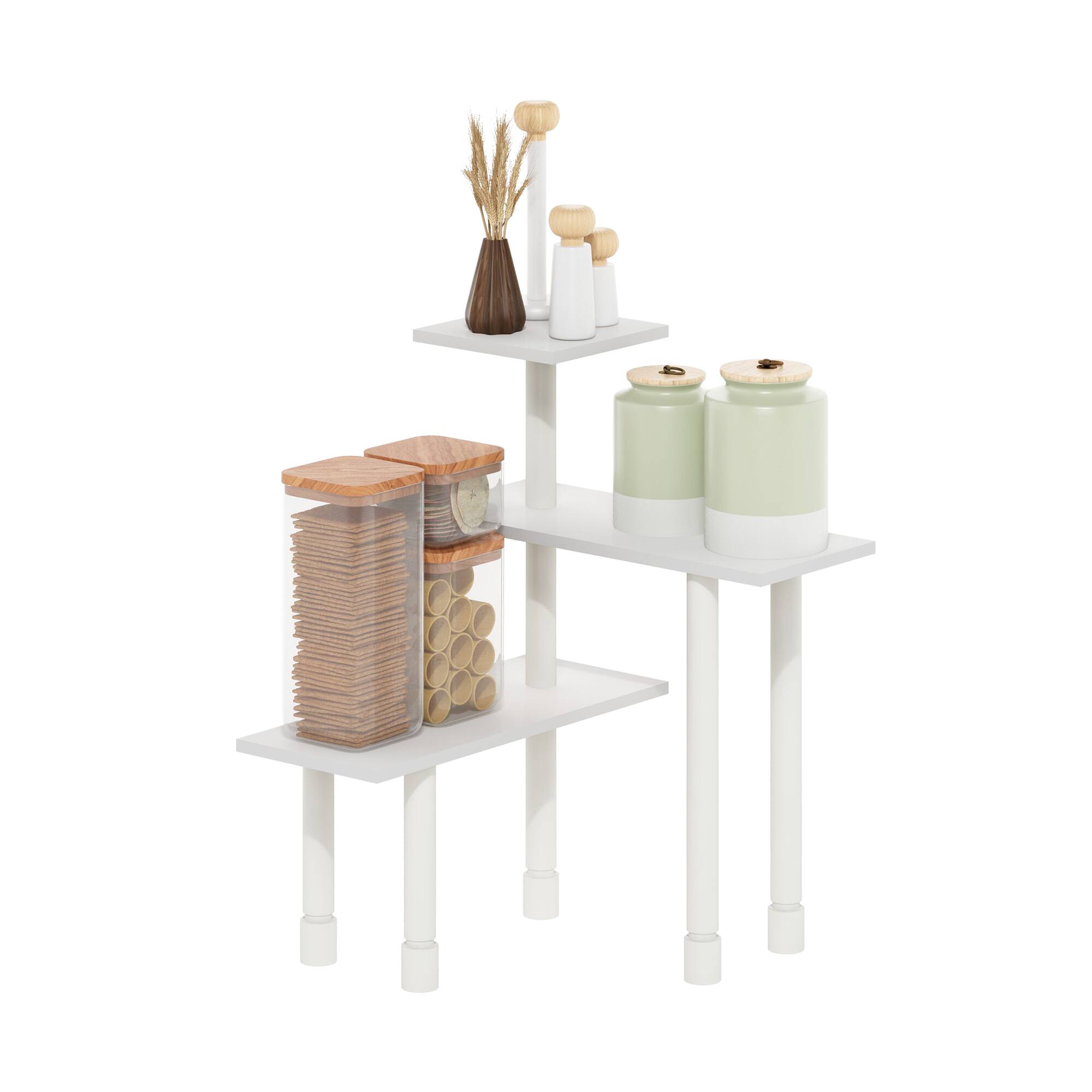 Alt View 4. Furinno - Turn-N-Tube 3-Tier Multipurpose Corner Countertop Organizer Shelf - White/White.