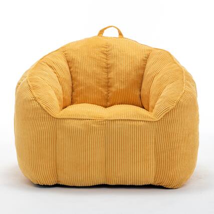 Front. GOODSILO - Large Corduroy Bean Bag Sofa Chair with Armrests for Living Room and Bedroom Comfort - Yellow.