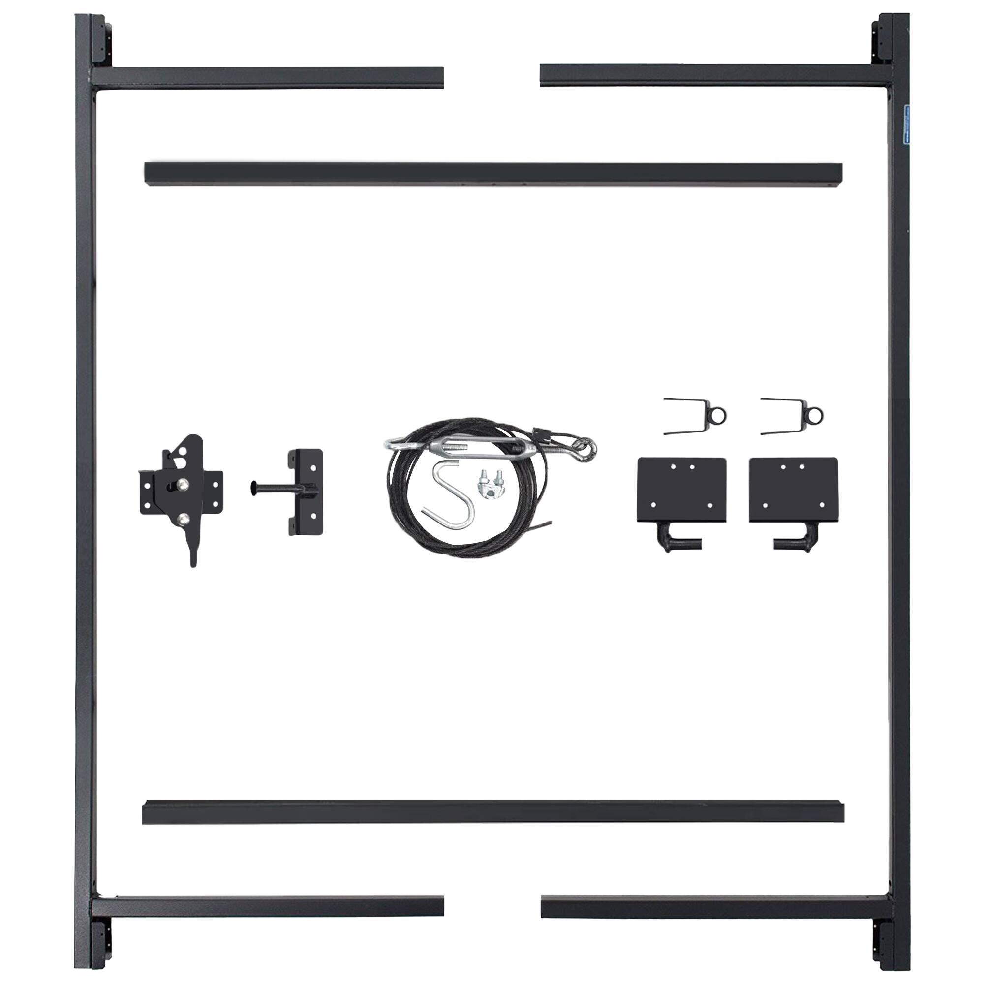 Front. Adjust-A-Gate - Adjust-A-Gate Steel Frame Gate Building Kit, 60"- 96" Wide Opening Up To 5' High - Black.