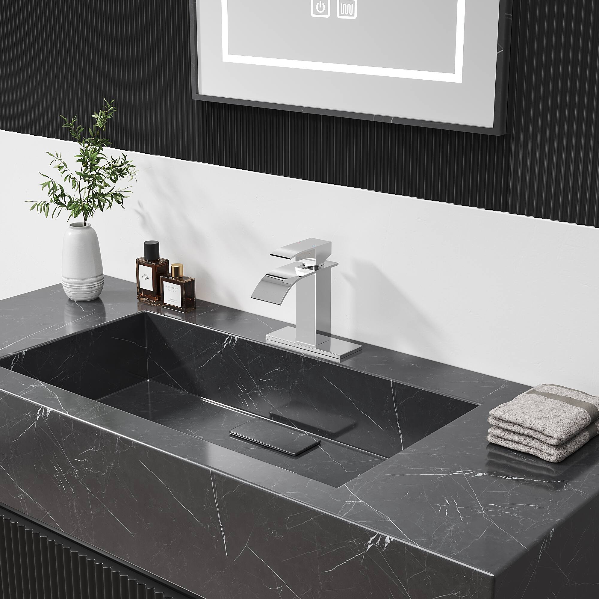 Left. Bothwa Home - Bothwa Home BF-KTDP1301-CH 6 - Inch Harlow Single Handle Bathroom Faucet in Chrome Finish - Chrome.