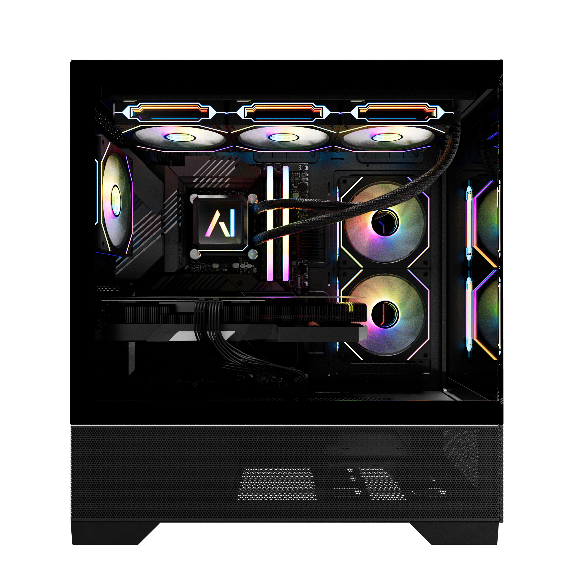 Angle. Andromeda Insights - AI AMD V2 Elite Gaming PC RX 9070XT 16GB | Ryzen 7 9800X3D (5.2 GHz Turbo Boost) | 32GB DDR5 6000MHz | 2TB Gen4 SSD - Black.