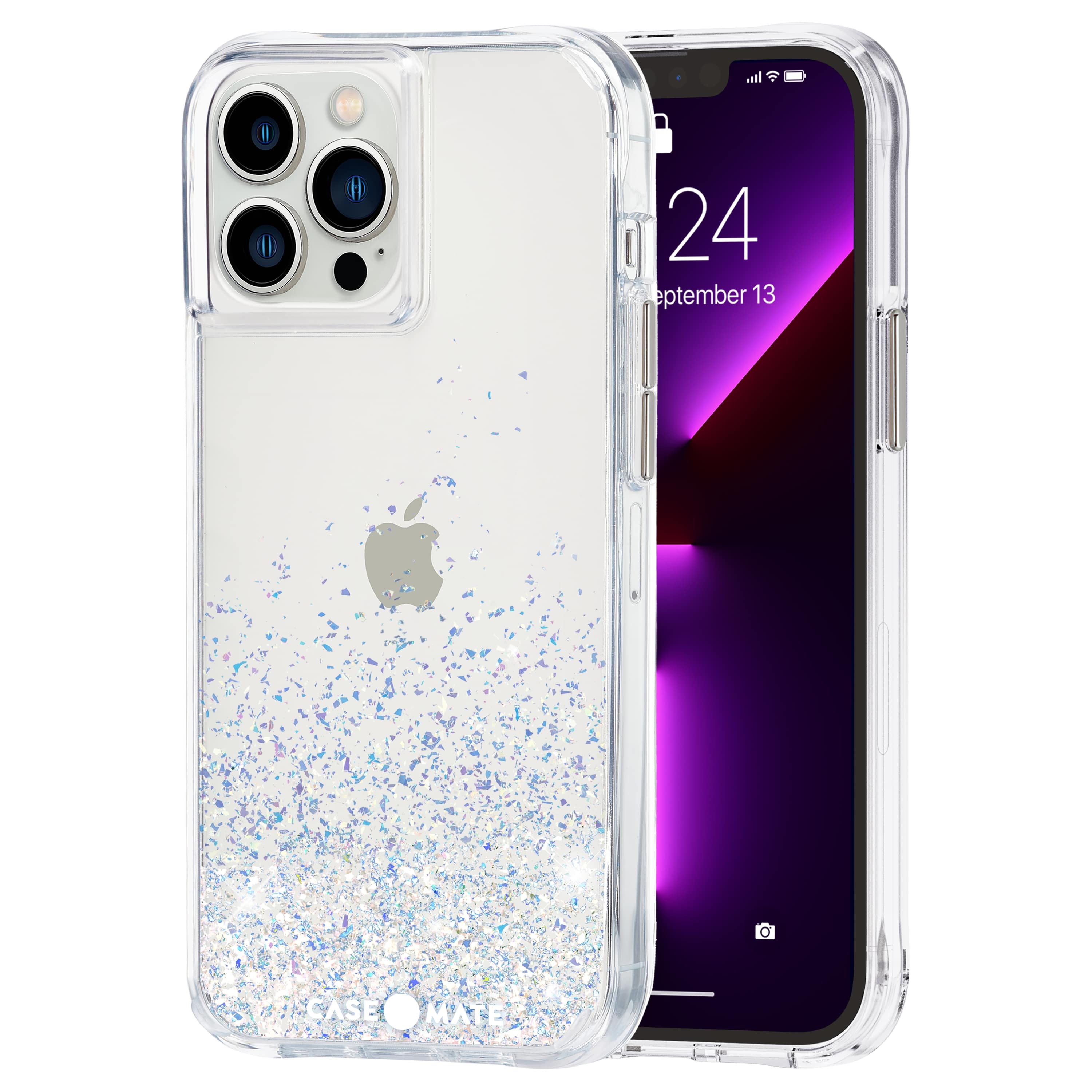 Alt View 1. Case-Mate - Twinkle Ombre Hardshell Case w/ Antimicrobial for iPhone 13 Pro Max - Stardust.