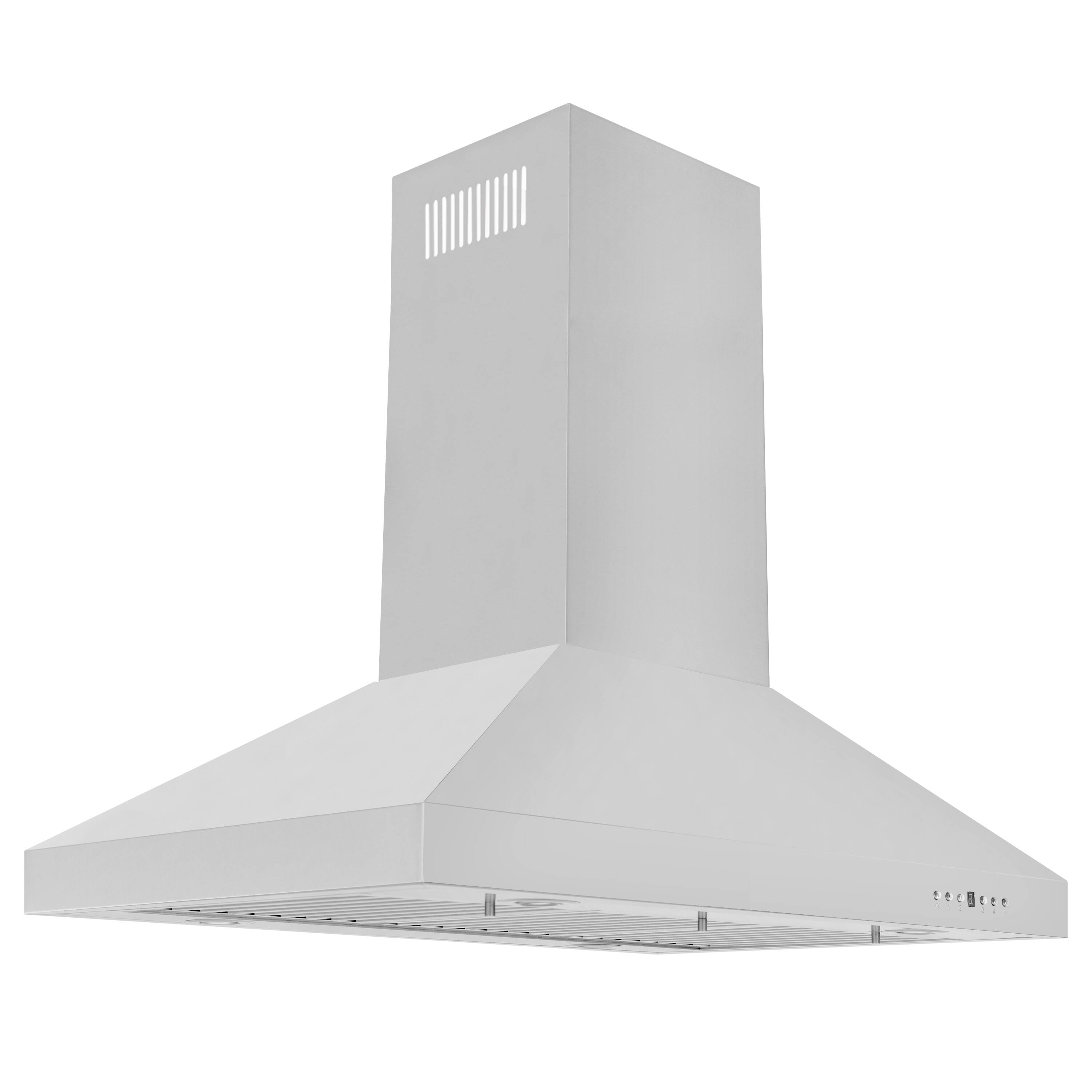 Left. ZLINE - 36" Externally Vented Range Hood - Stainless steel.