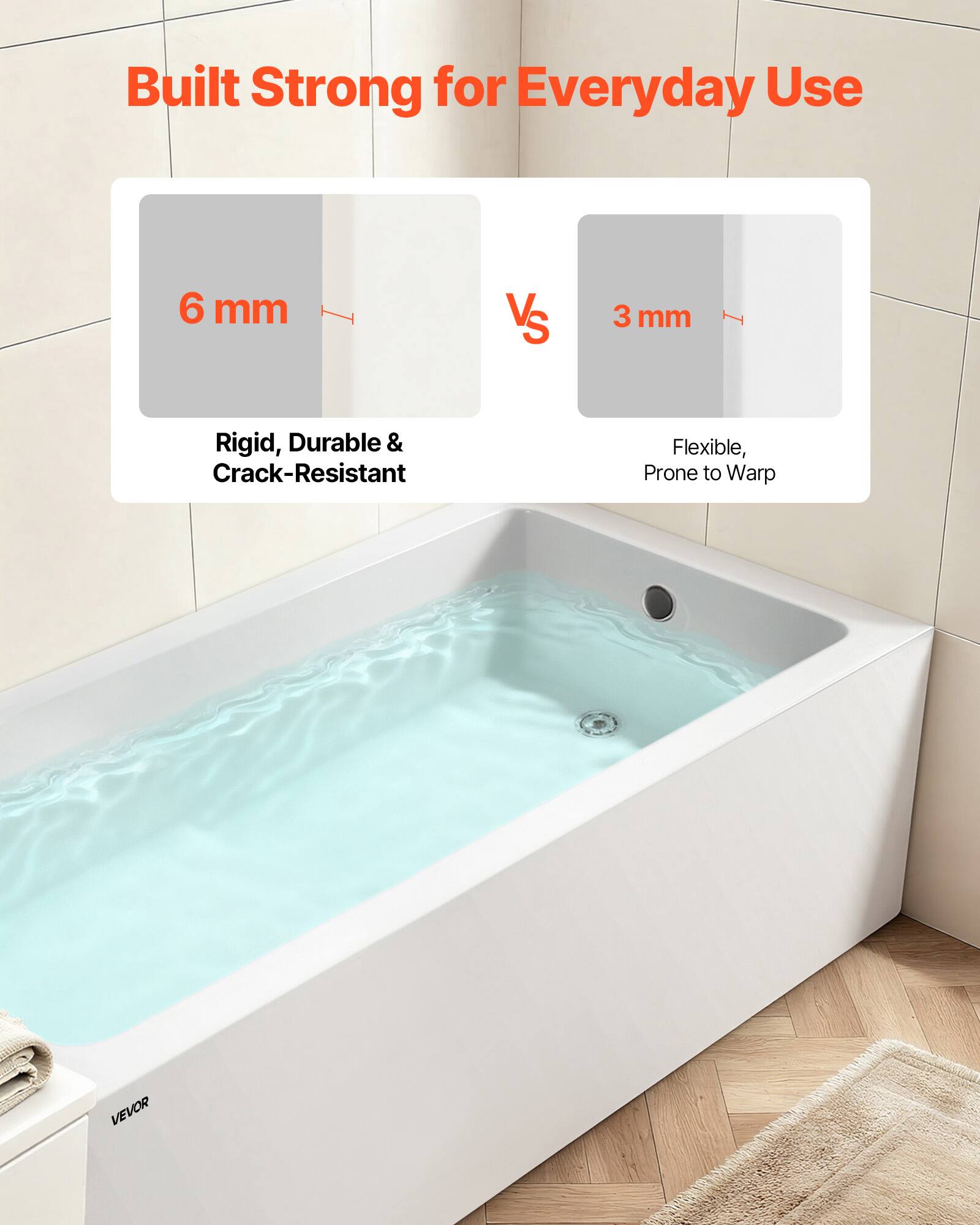 Built Strong for Everyday Use

6 mm  
Rigid, Durable & Crack-Resistant

Vs

3 mm  
Flexible, Prone to Warp

VEVOR