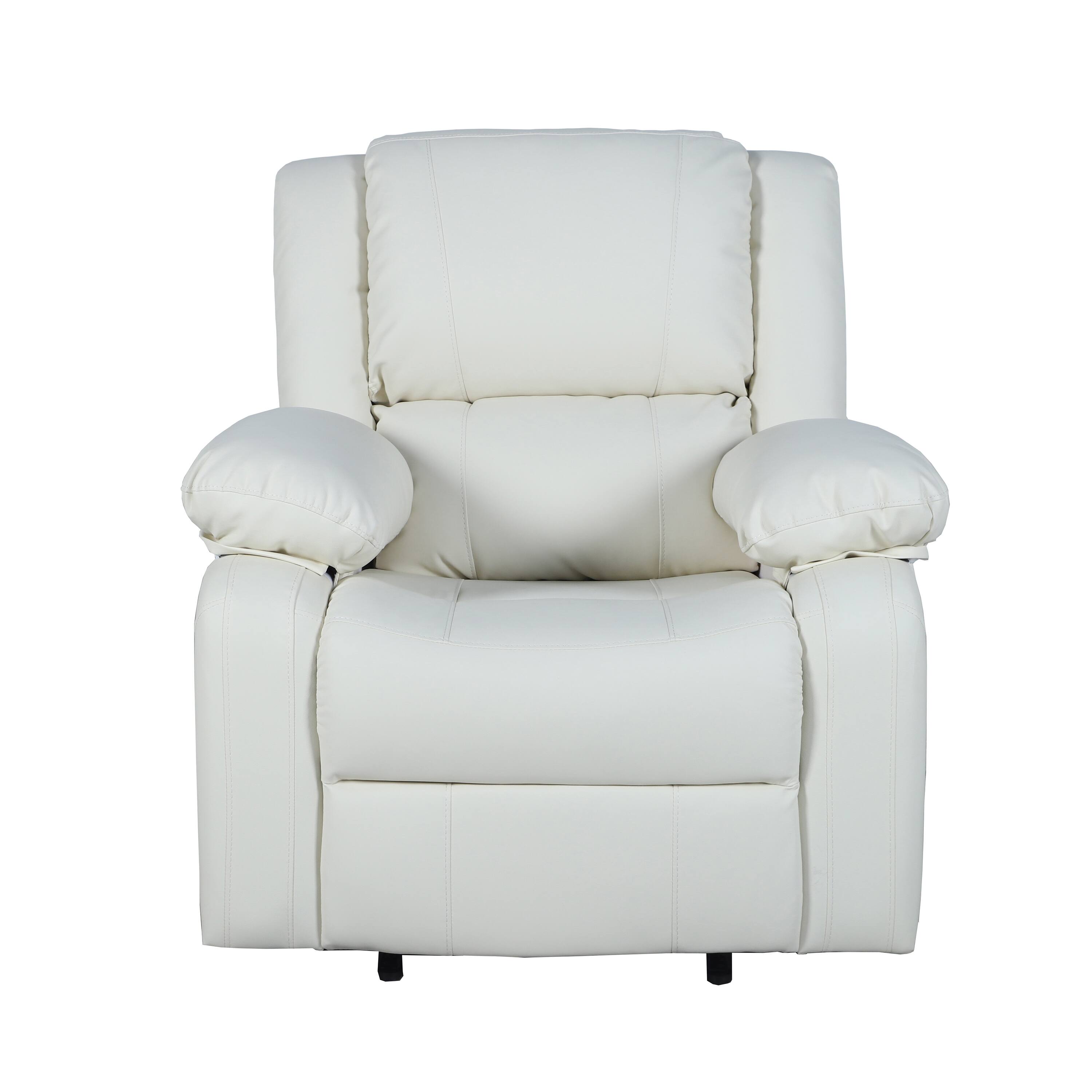 Alt View 9. Emma + Oliver - Recliner with Bustle Back and Padded Arms - Cream Faux Leather.