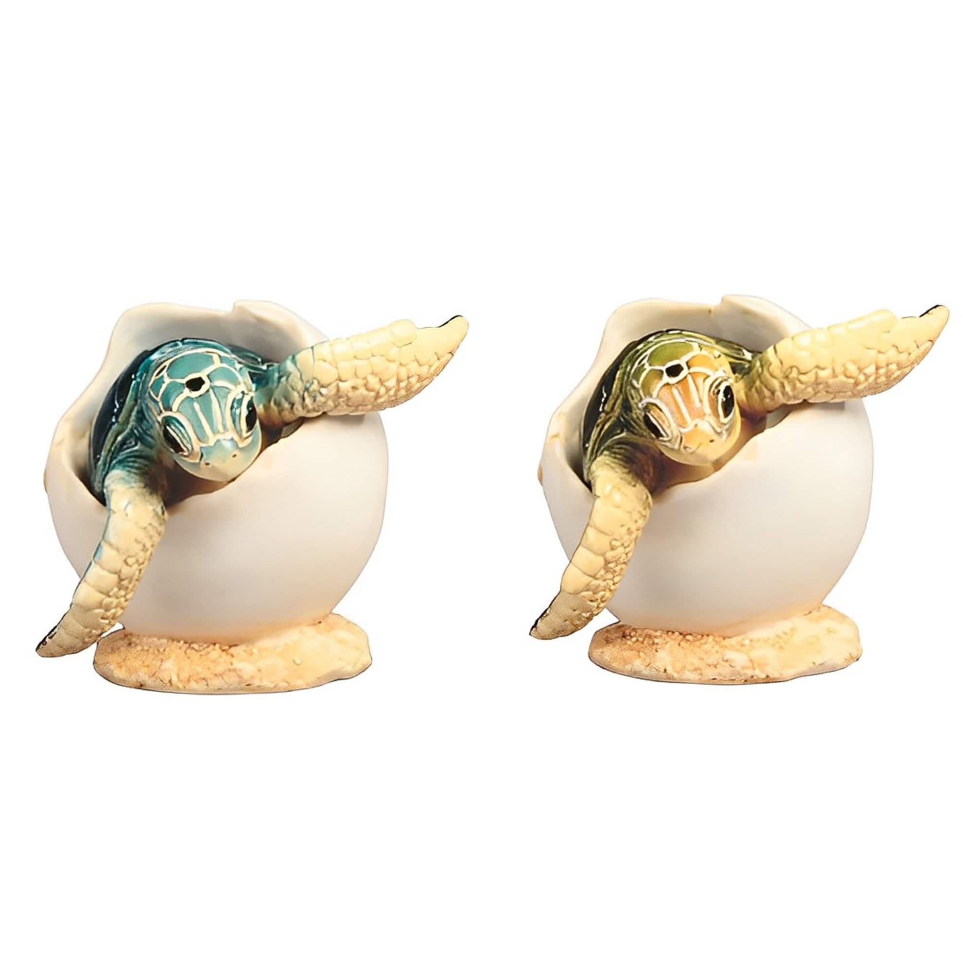 FC Design - 3"W Sea Turtle in Egg 2 PC Set Figurine Statue Office Desk Tabletop Home Decor Gift - Multi-Color