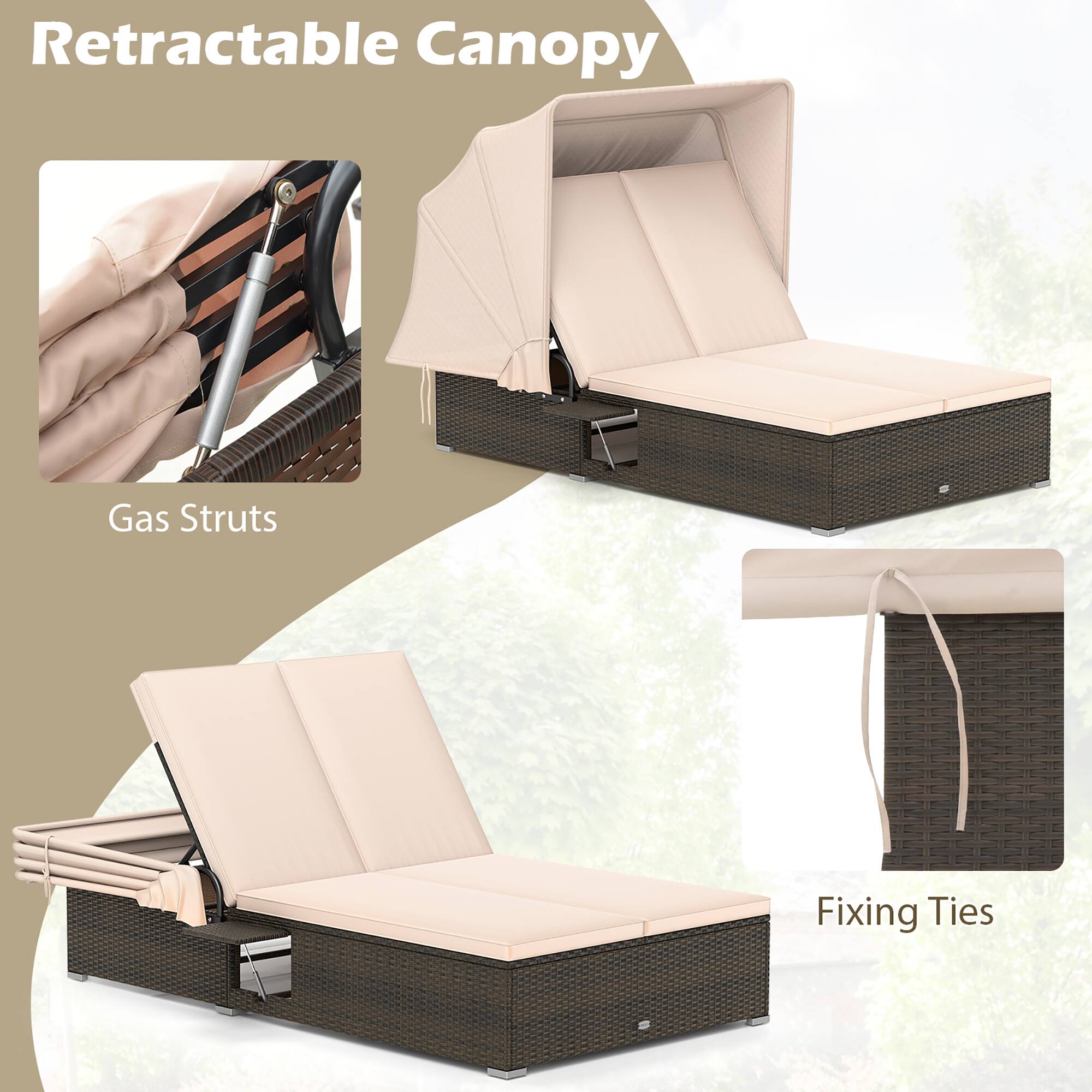 Retractable Canopy  
Gas Struts  
Fixing Ties
