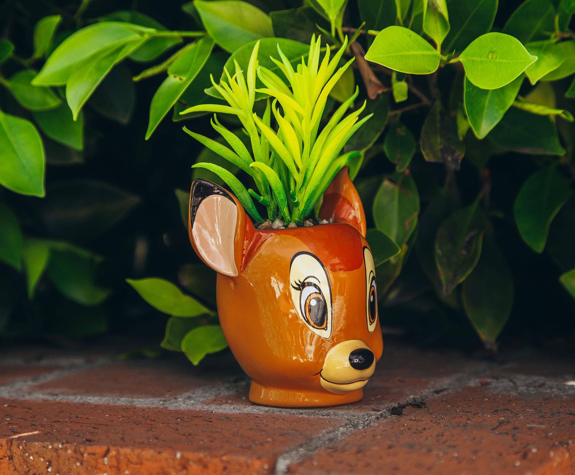 Alt View 10. Silver Buffalo - Disney Bambi 5-Inch Ceramic Mini Planter with Artificial Succulent - Brown.