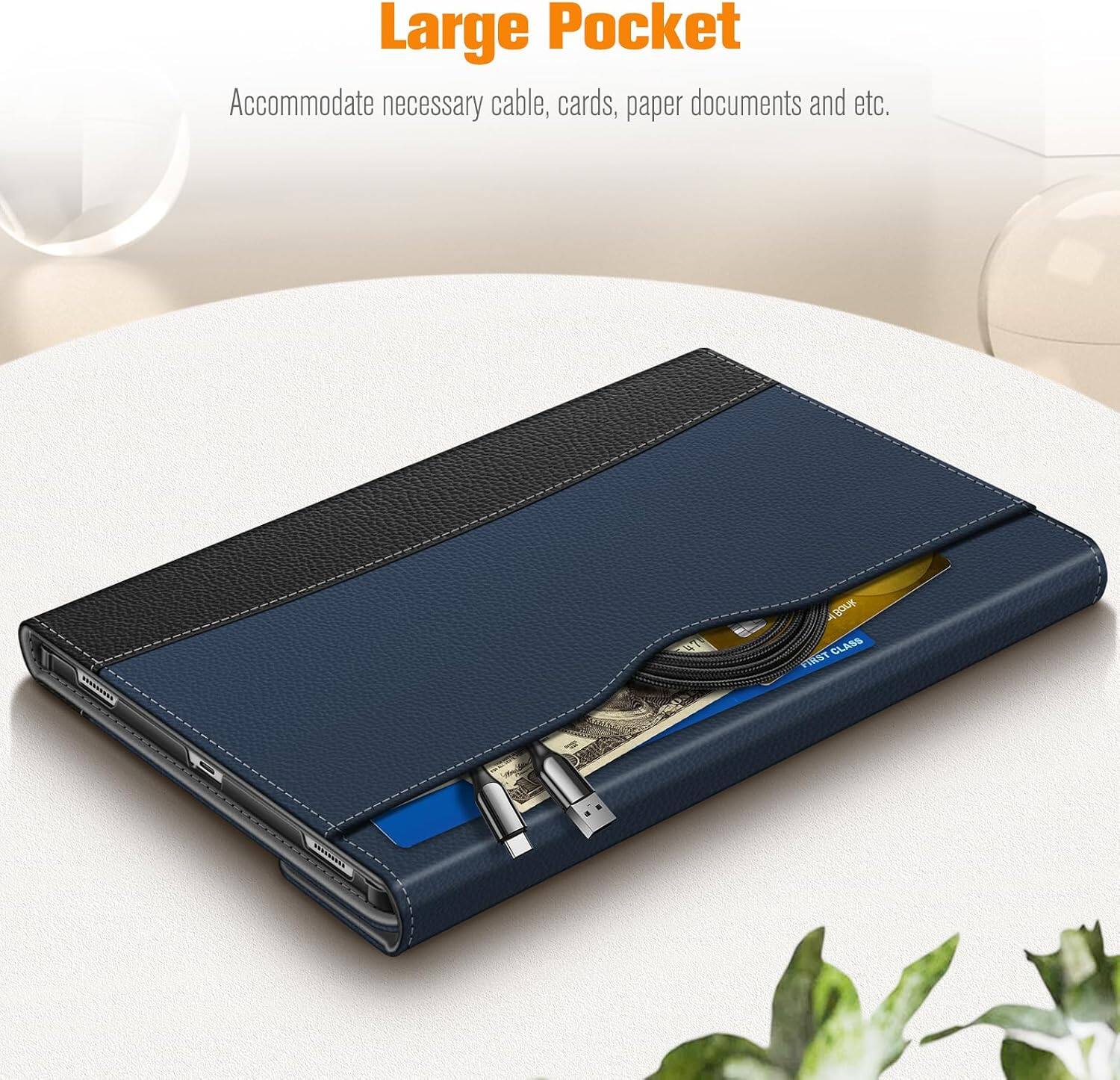 Large Pocket  
Accommodate necessary cable, cards, paper documents and etc.