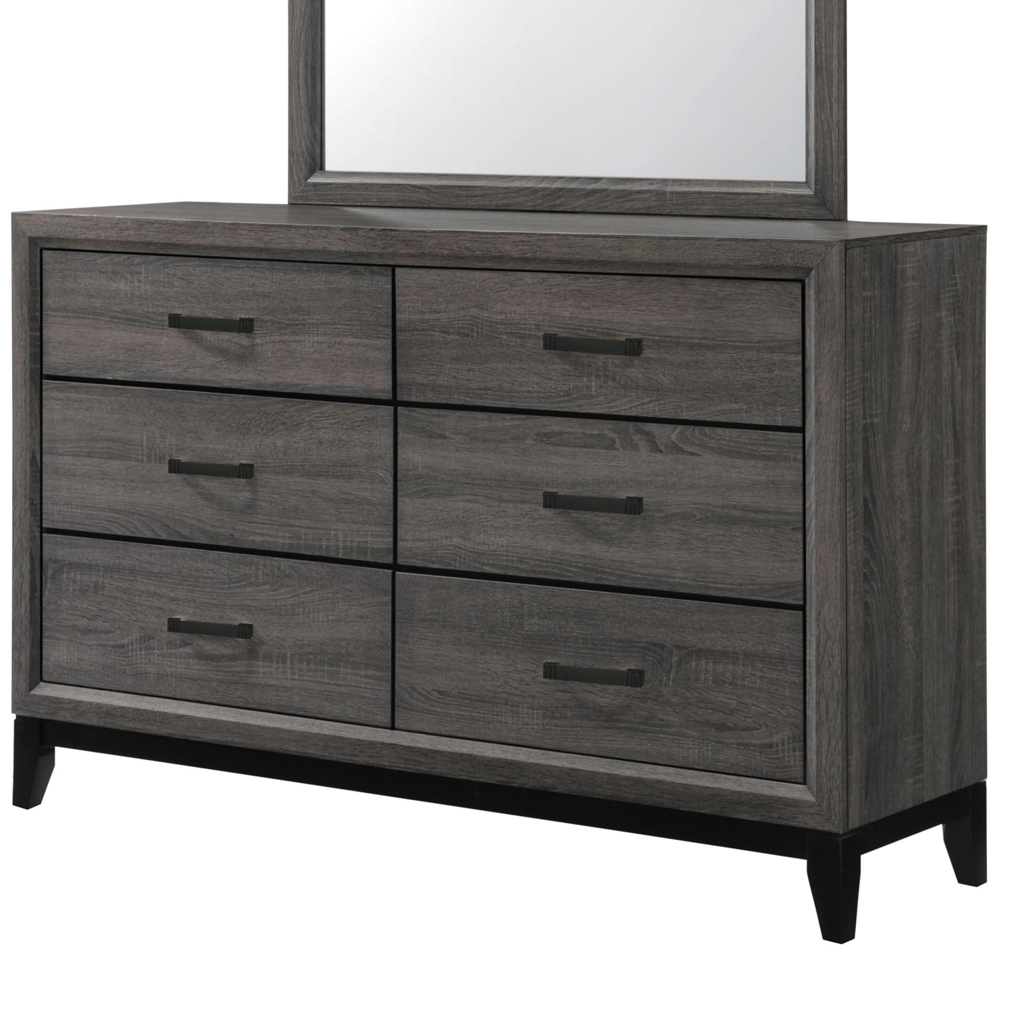 Left. Kings Brand Furniture - Kings Brand Furniture Ambroise Wood Dresser & Mirror, Gray/Black - Grey.
