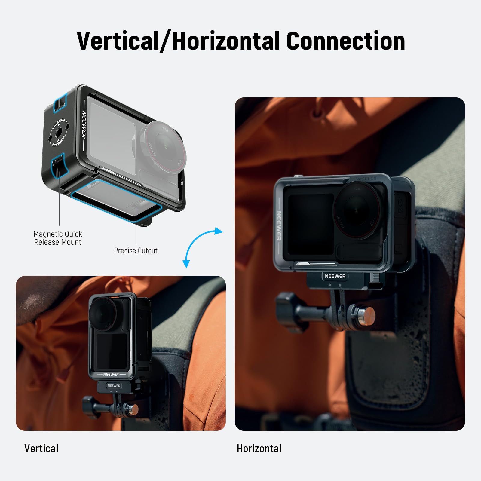 Vertical/Horizontal Connection  
HAM9ON ACION Magnetic Quick Release Mount Precise Cutout  
NEEWER B - NEEWER  
NEEWER NOTWER  
Vertical Horizontal