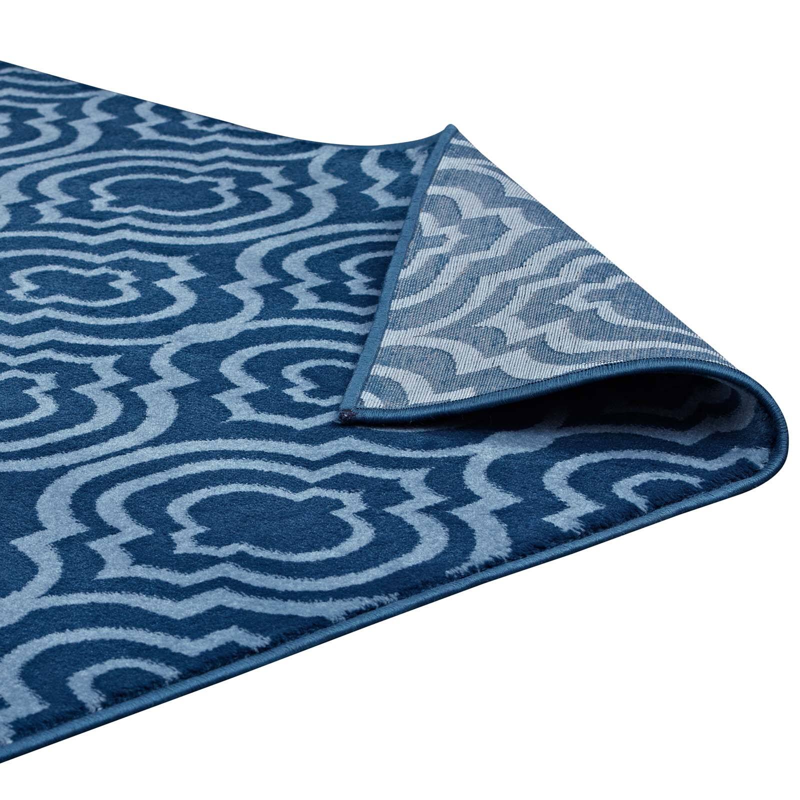Alt View 3. Modway - Frame Transitional Moroccan Trellis Area Rug - Moroccan Blue amd Light Blue.