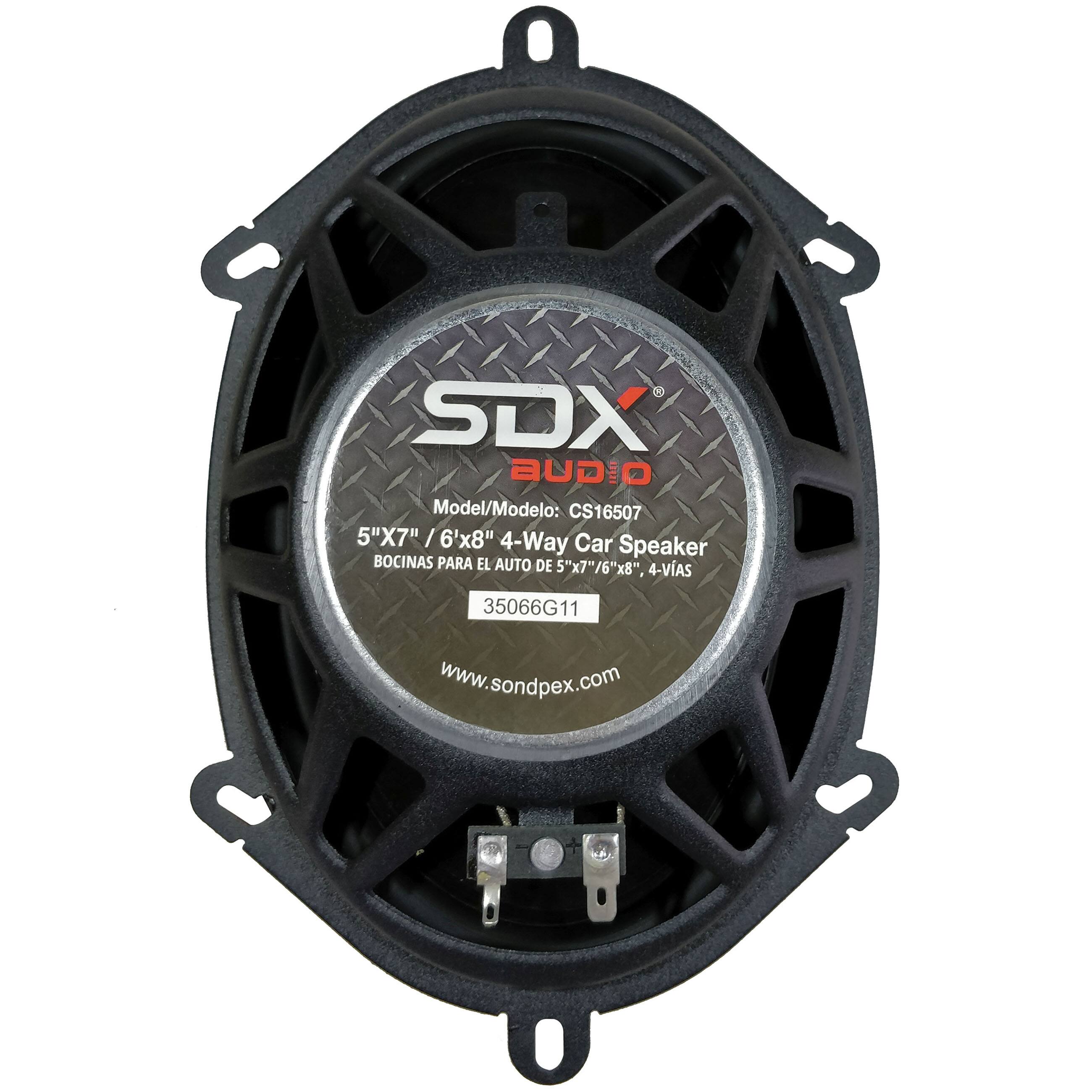 SDX Audio  
Model/Modelo: CS16507  
5"X7" /6"x8" 6"x8" 4-Way Car Speaker  
BOCINAS PARA EL AUTO DE 5"x7"/6"x8", 4-VIAS  
35066G11  
www.sondpex.com