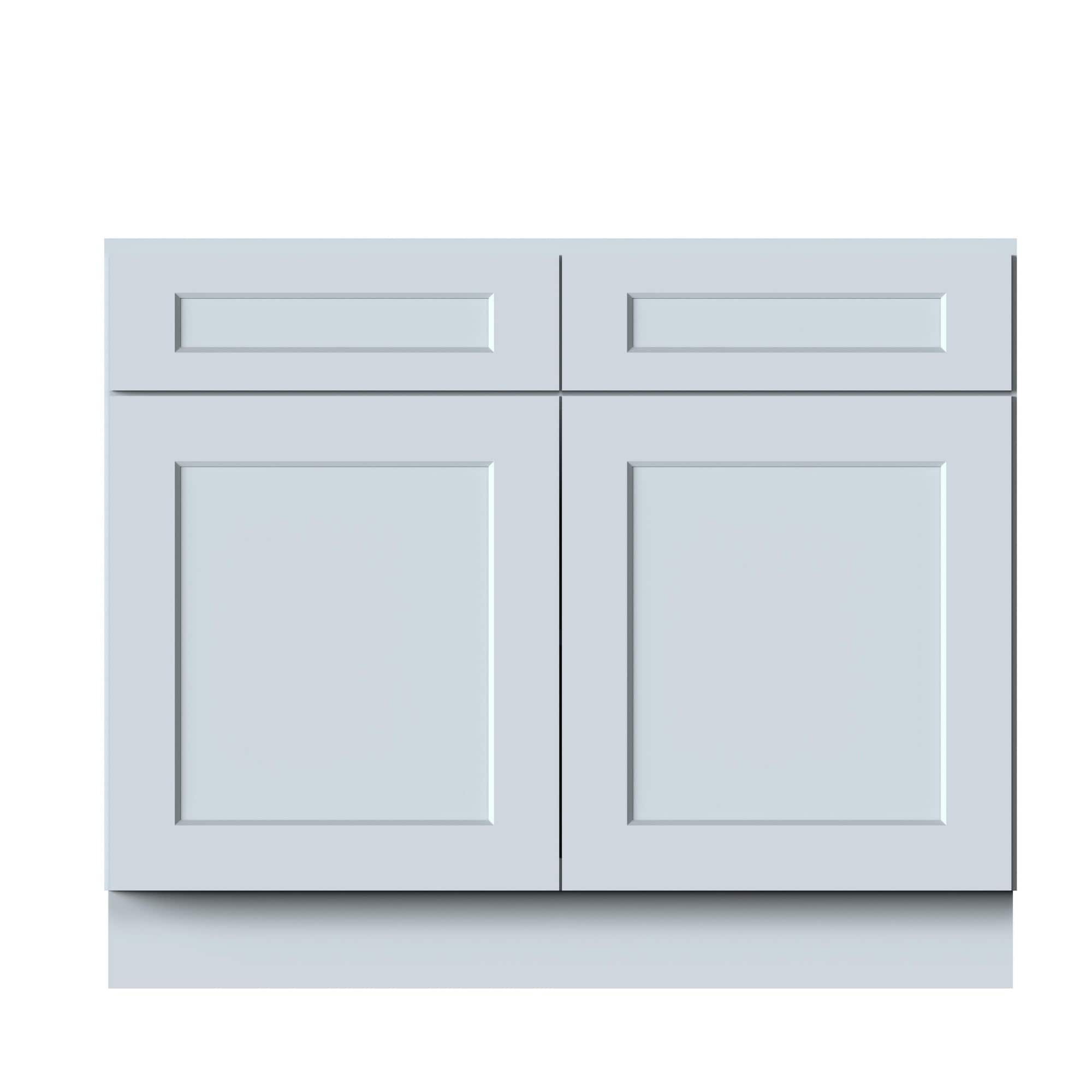 Boyel Living - 42in.W Dove BASE CABINET Fully assembled Cabinet with Two Rubberwood Drawers and Two MDF Door Recessed Panel Shaker - Gray