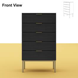 Famapy - Vertical Dresser with Metal Legs & Silent Slides - Black