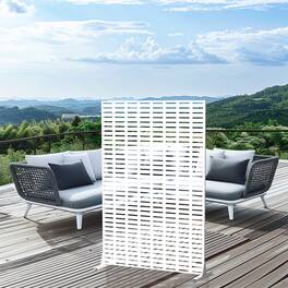 PexFix - 72 in. x 47 in. Abraham Pattern Metal Outdoor Privacy Screen & Panels, Freestanding Garden Divider Fence - White