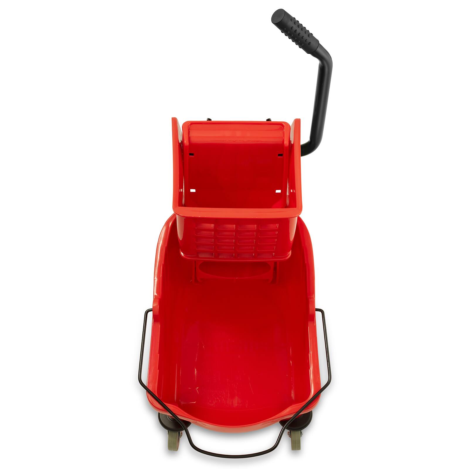 Alt View 2. Dryser - Commercial Mop Bucket with Side Press Wringer - 26 Quart - Red.
