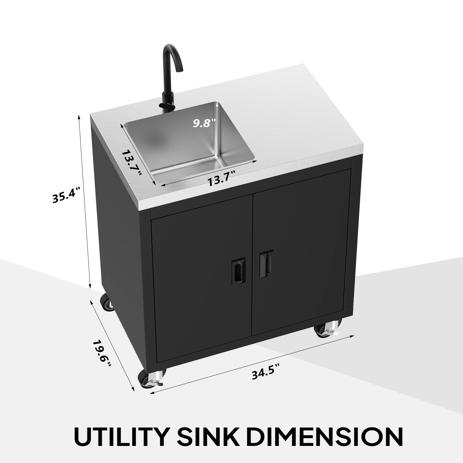 35.4"  
13.7"  
9.8"  
13.7"  
19.6"  
34.5"  

UTILITY SINK DIMENSION