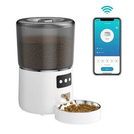 Cluzine - Smart Automatic Pet Feeder 4L, APP Control, Timer & Portion Control, Remote Food Dispenser for Cats & Dogs - White