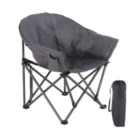 Ainfox - Oversized Camping Chair with Cup Holder, Portable Folding for Outdoor Patio, Beach, Supports 350lbs - Gray
