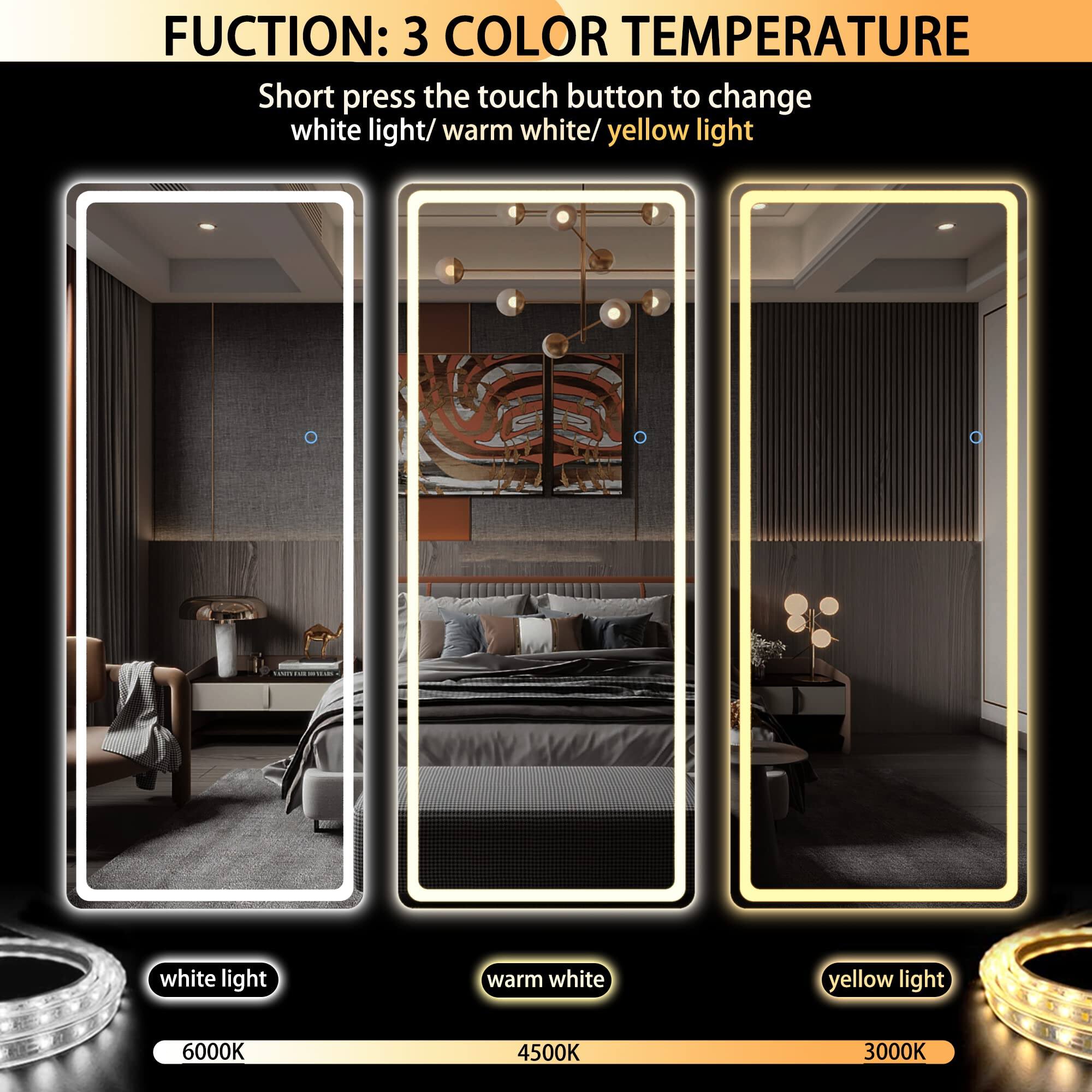 **FUNCTION: 3 COLOR TEMPERATURE**

Short press the touch button to change white light/warm white/yellow light.

- **White Light:** 6000K
- **Warm White:** 4500K
- **Yellow Light:** 3000K
