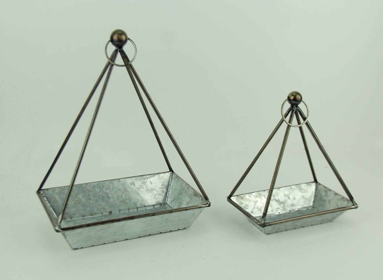 Alt View 1. The Gerson Companies - Galvanized Metal Standing or Hanging Indoor Outdoor Planters Set of 2 - Gray.