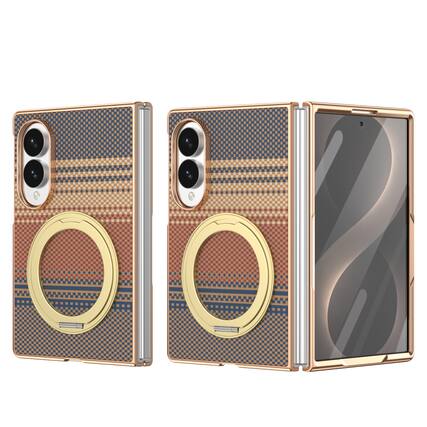 Front. Dteck - for Samsung Galaxy Z Fold8 Case with Screen Protector, Heavy Duty Shockproof Rotating Ring Stand Magnetic Phone Cover - Gold.