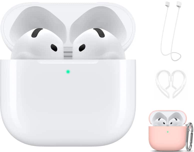 Apple - AirPods 4 with Active Noise Cancellation With Pink Accessory Kit - White