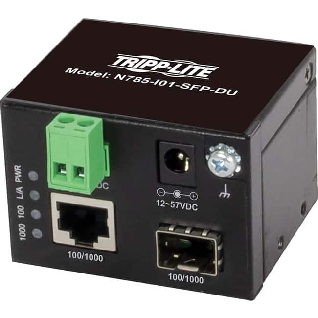 Eaton Tripp Lite Series Unmanaged Industrial Gigabit Fiber to Ethernet Media Converter, 10/100/1000 Mbps, RJ45/SFP - Unknown