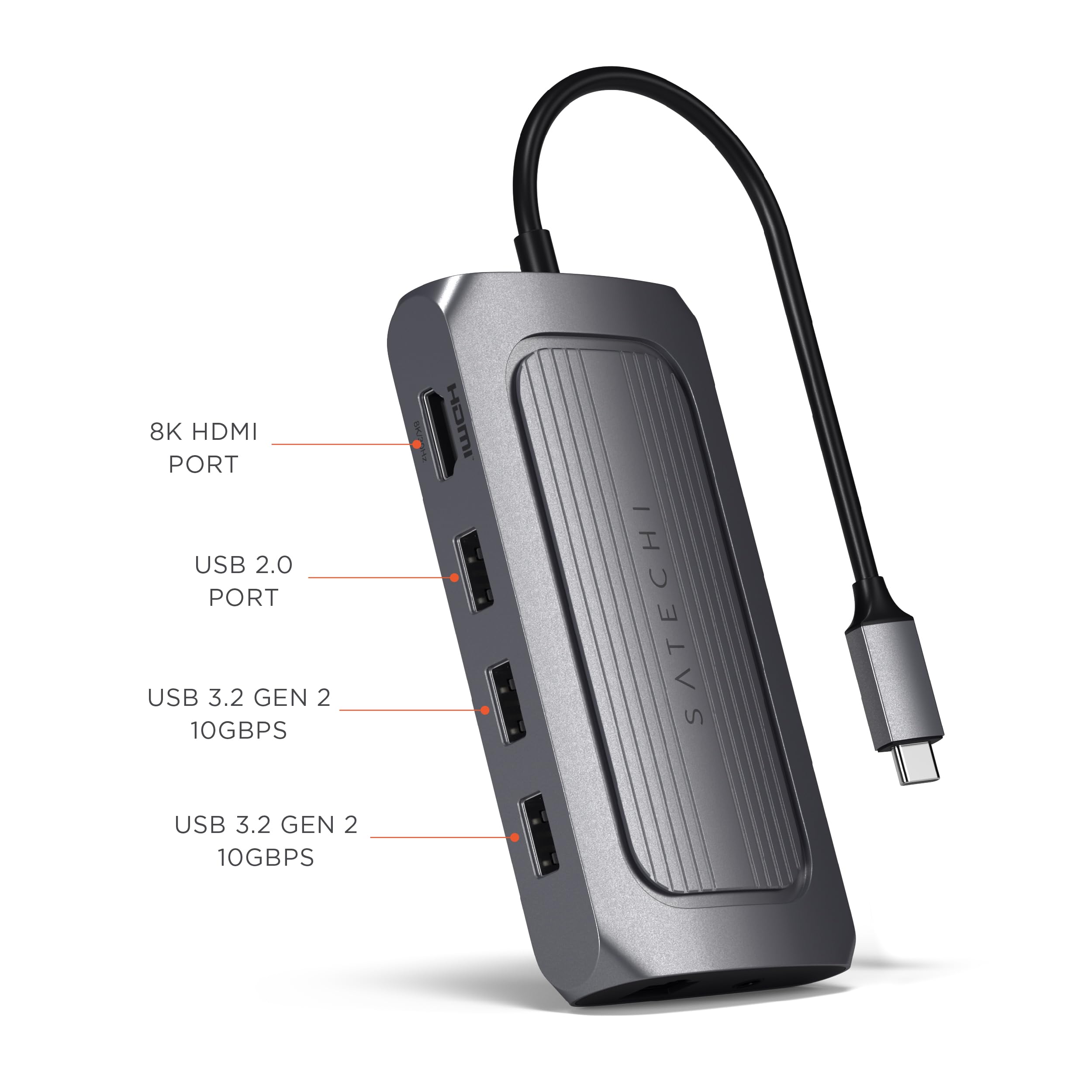 8K HDMI PORT  
USB 2.0 PORT  
USB 3.2 GEN 2 10GBPS  
USB 3.2 GEN 2 10GBPS  
CH SATECHI
