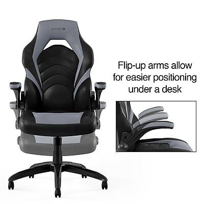 Flip-up arms allow for easier positioning under a desk
