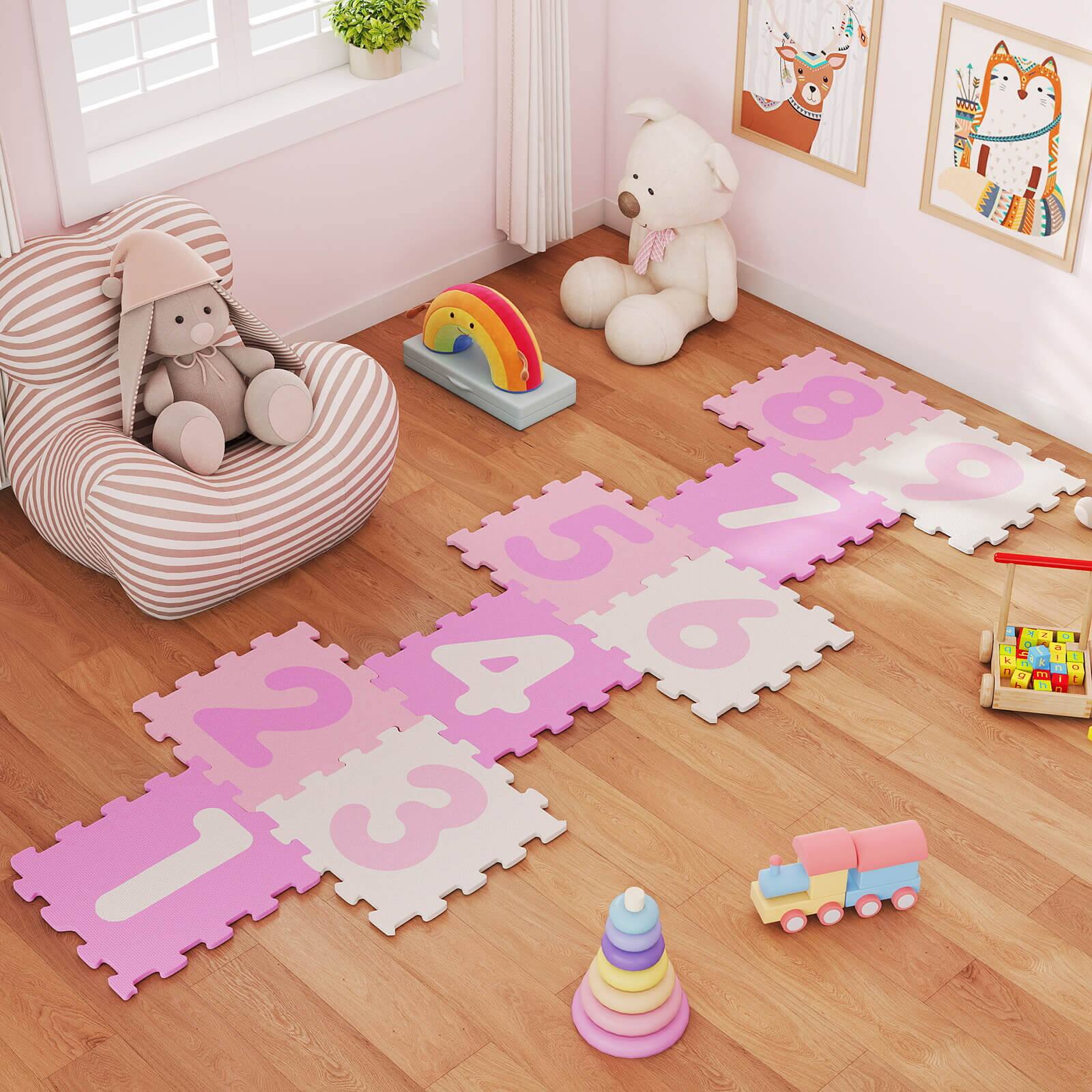 Alt View 1. Costway - Costway 9 PCS Kids Hopscotch Playmat with 3 Marker Discs & Detachable Numbers, Non-slip - Multicolor.