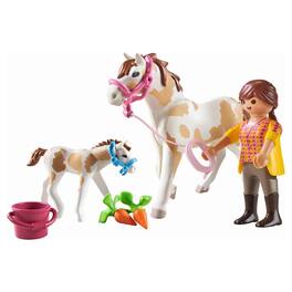 Playmobil - 71243 Country Horse with Foal Building Set - Beige