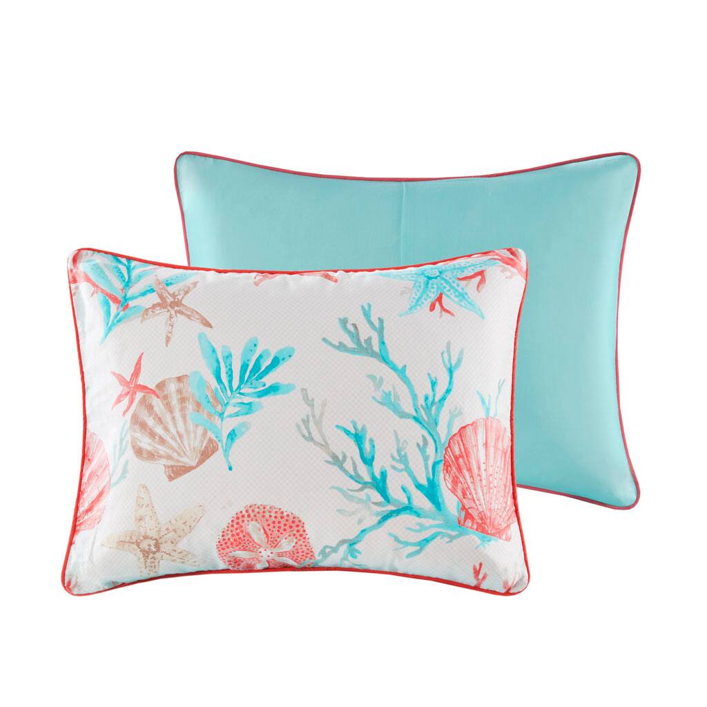 Alt View 3. Gracie Mills - Gracie Mills Koreen 7-Piece Coastal Dreams Cotton Sateen Comforter Set - Coral.