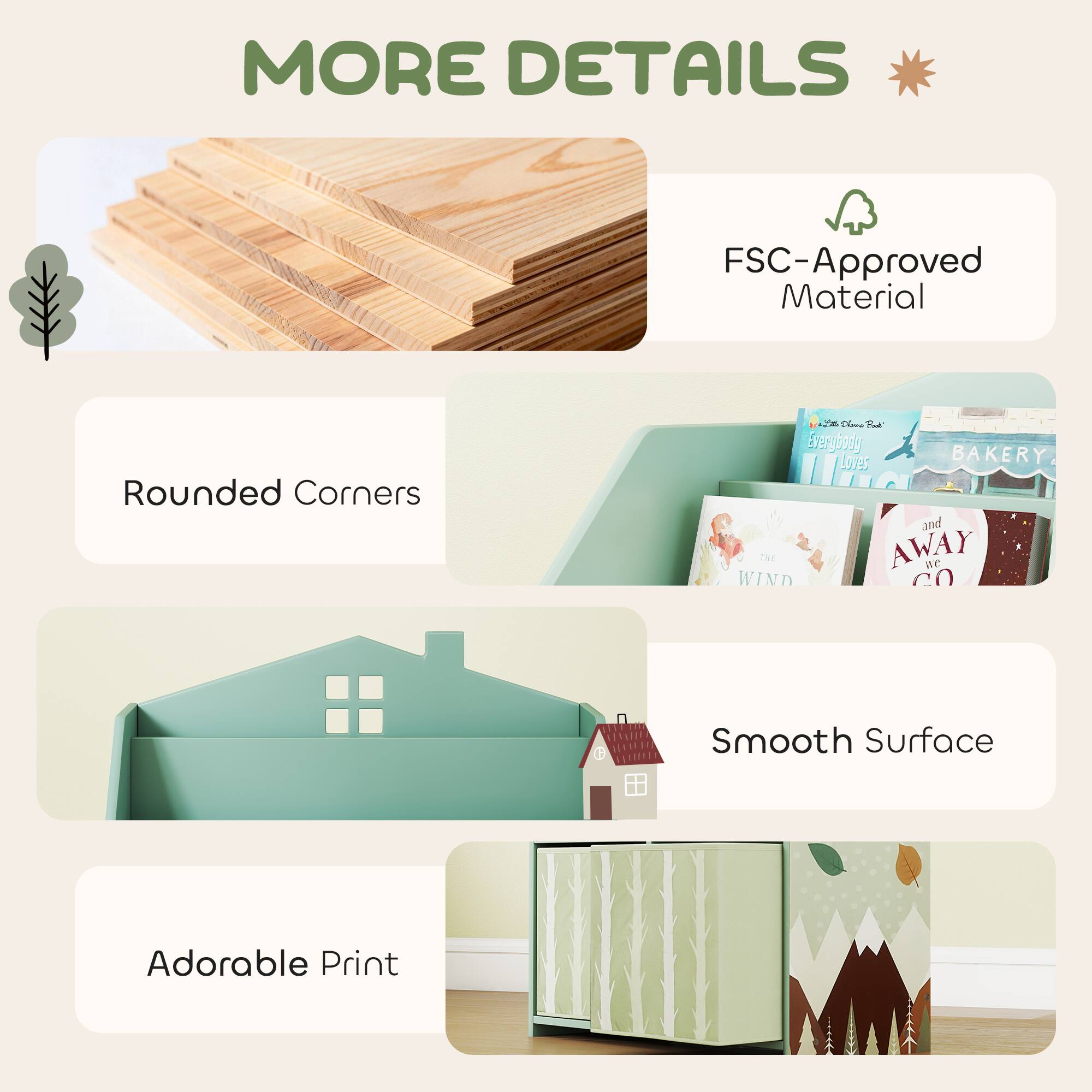 MORE DETAILS

- FSC-Approved Material
- Rounded Corners
- Smooth Surface
- Adorable Print